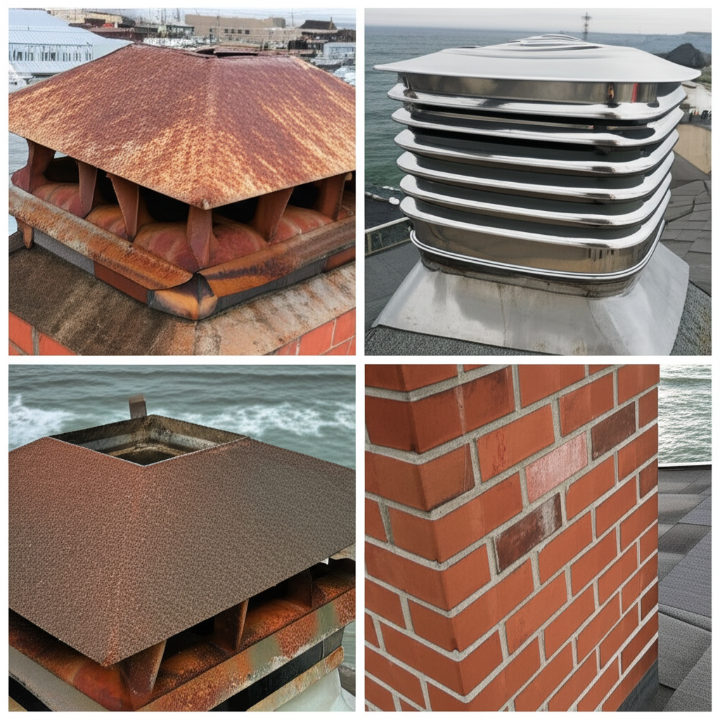 Chimney cap repair before and after
