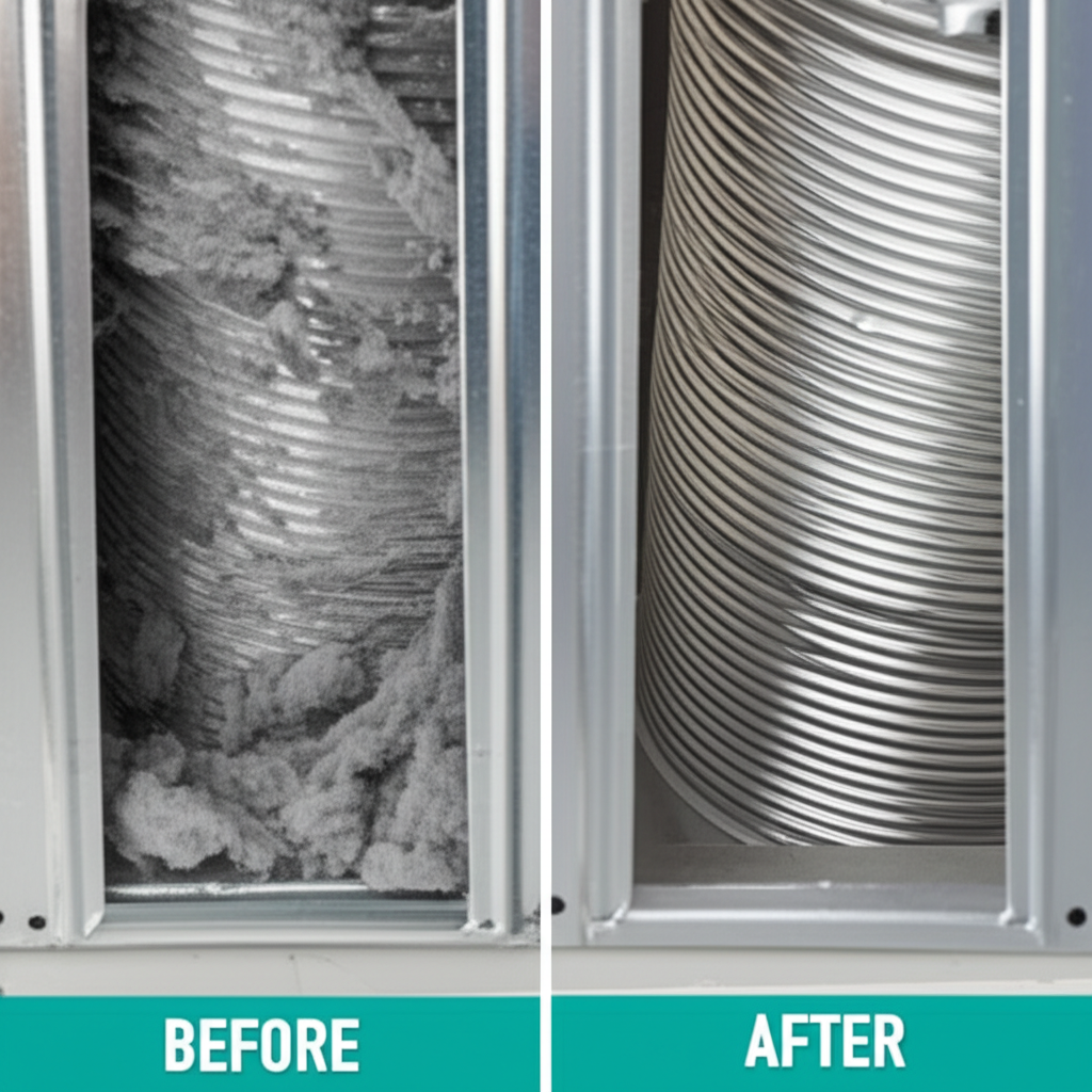 Dryer vent cleaning before and after