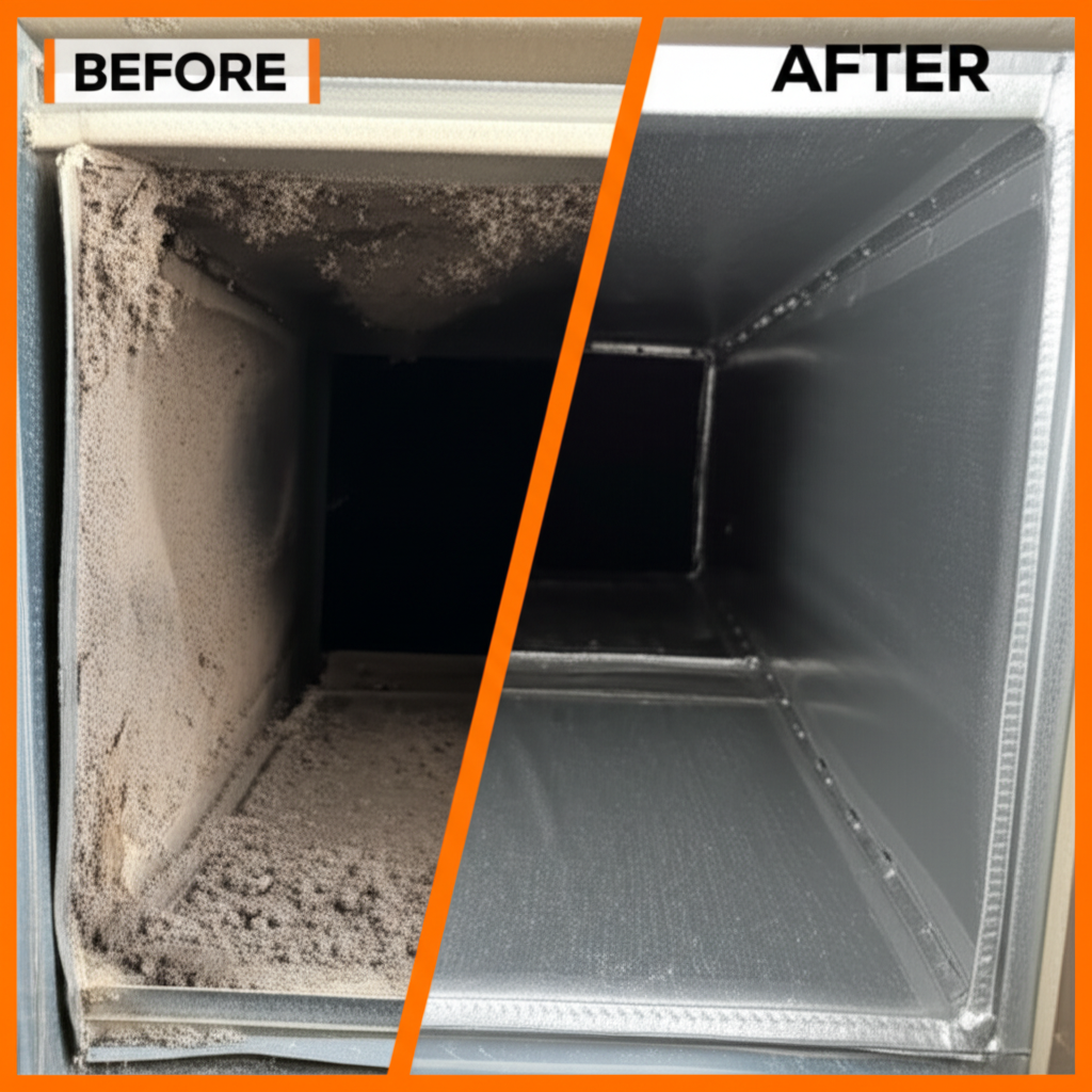 Air duct cleaning before and after comparison