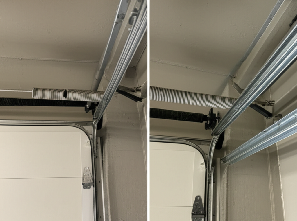 Garage door spring repair before and after